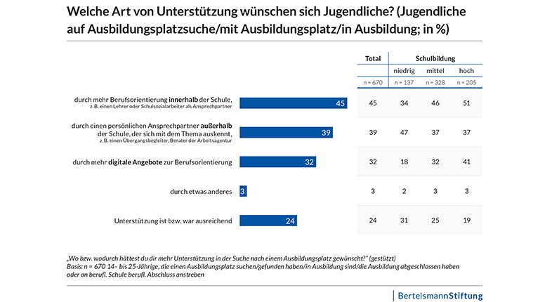 Infografik zur gewnschten Art der Untersttzung im Berufswahlprozess.