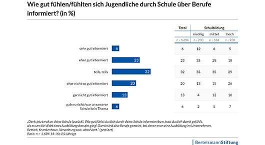 Infografiken zur Wahrnehmung des Informationsangebots zur Berufsorientierung