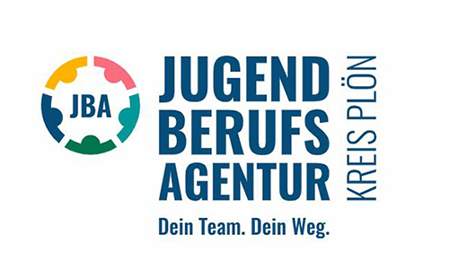 Logo und Slogan "Dein Team. Dein Weg." der Jugendberufsagentur Kreis Pln.